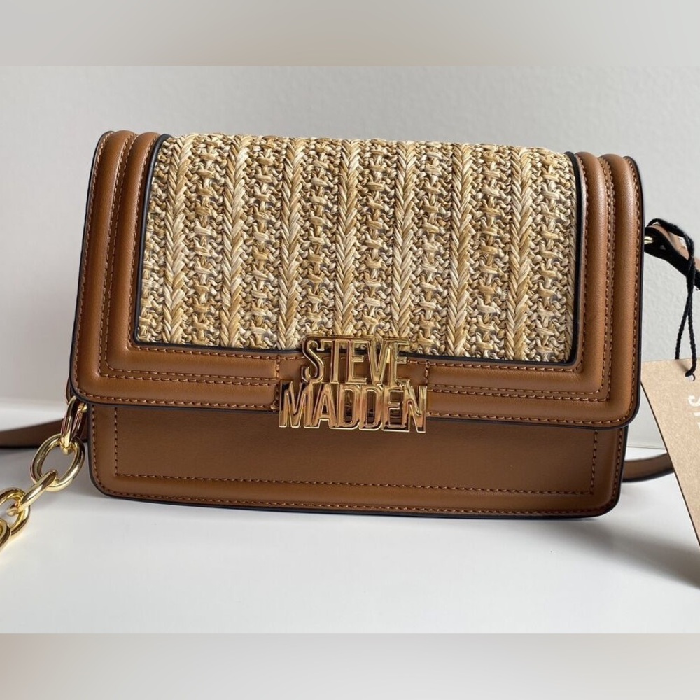 Steve Madden Brown and Tan Crossbody Bag, COG/MULTI BSAFFRON